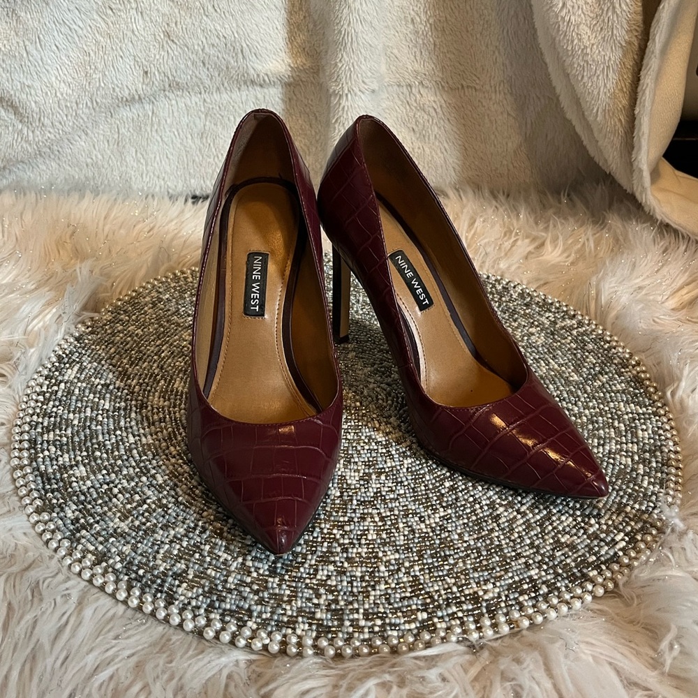 Nine West Deep Red Leather Heels